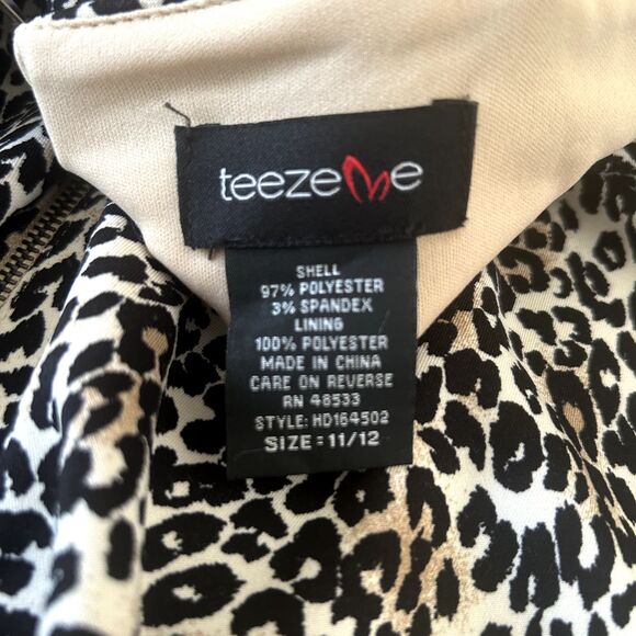 TEEZE ME Animal-Print Bodycon Dress Spaghetti Strap Exposed Back Zipper Sz 11/12 - Picture 3 of 10